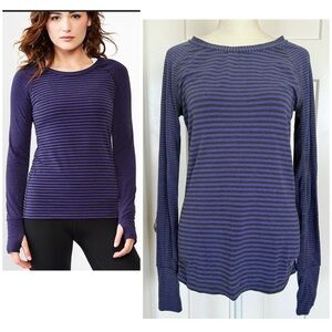 GapFit Breathe Long Sleeve Striped Performance Top – XS